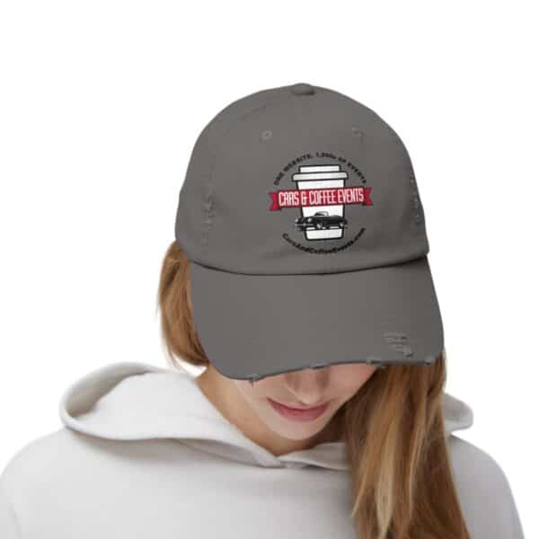 Cars And Coffee Events Unisex Distressed Cap w/ Logo - Image 35