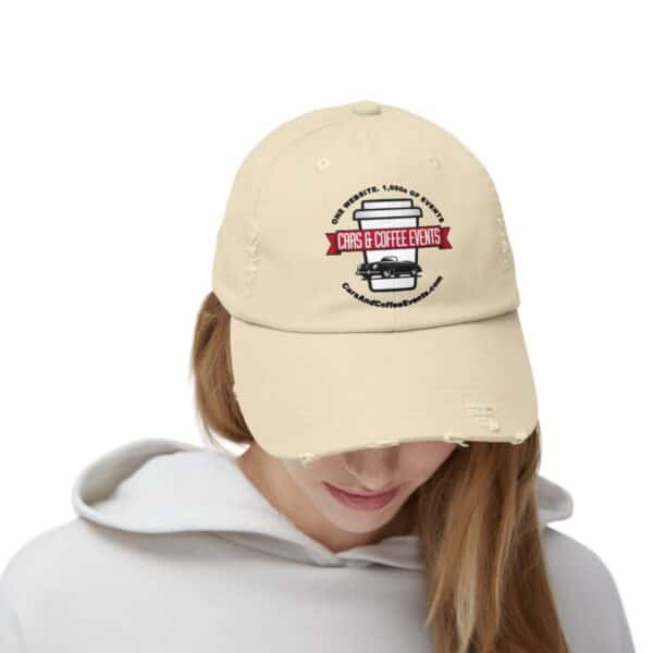 Cars And Coffee Events Unisex Distressed Cap w/ Logo - Image 11